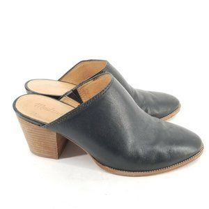 B25 Madewell Womens Black Round Toe Block Heels Mule Sandals Size US 9